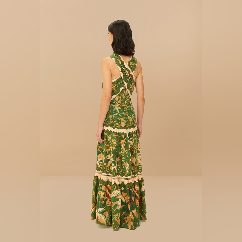 NWOT Farm Rio Beige Tropical Isla Lenzing™ Ecovero™ Euroflax™ Maxi Dress S - Picture 2 of 16
